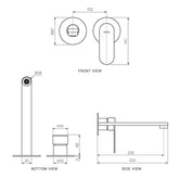 Parisi Ellisse II Wall Mixer with 220mm Spout (Individual Flanges) | Fucile